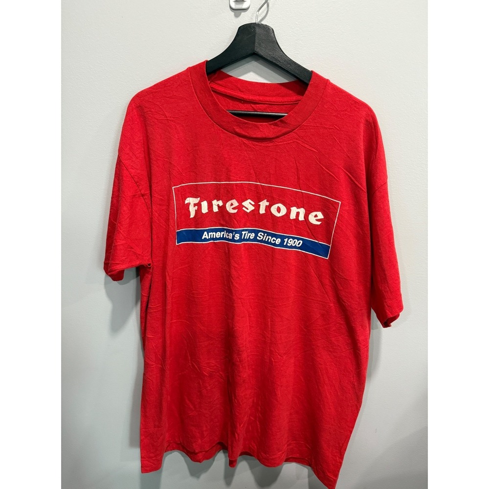 Vintage Firestone Tire America's Tire Since‎ 1900 Graphic Red T-Shirt